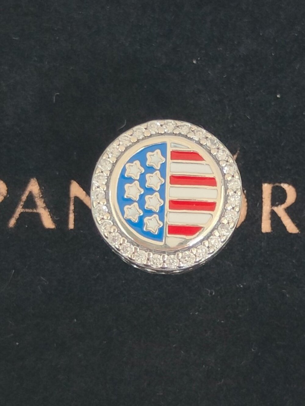 Pandora American Flag Exclusive Bead Charm Travel Pendant S925 Silver with box
